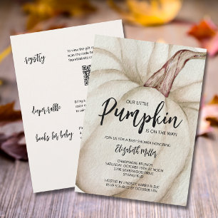 White Pumpkin Baby Shower All In One Invitation