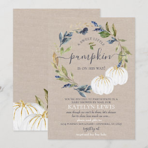 White Pumpkin Baby Shower by Mail Invitation