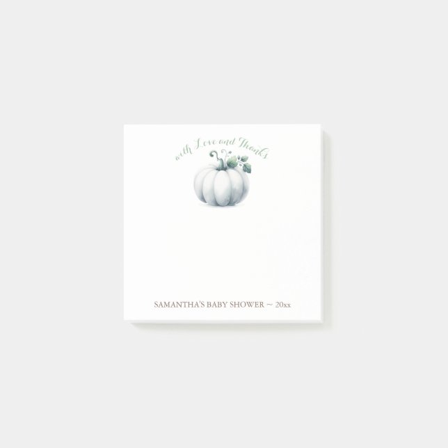 White Pumpkin Baby Shower Favour – Post-it® Notes (Front)