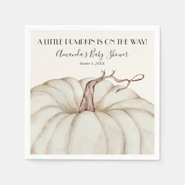 White Pumpkin Baby Shower Gender Neutral Napkin (Front)