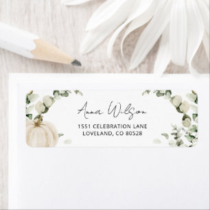 White Pumpkin Baby Shower Return Address