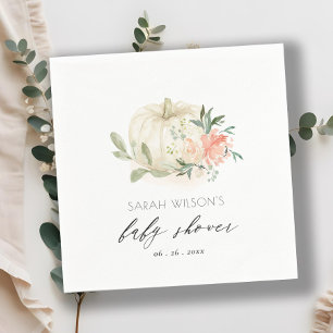 White Pumpkin Blush Floral Baby Brunch Shower Napkin