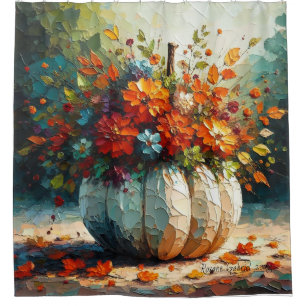 White Pumpkin Bouquet Shower Curtain