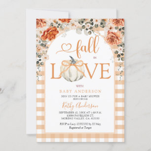 White Pumpkin Bow Fall in Love Baby Shower Invitation