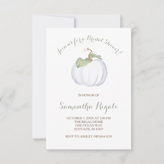 White Pumpkin Bridal Shower Invitation (Front)