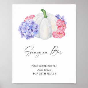 White pumpkin bridal shower - sangria bar poster