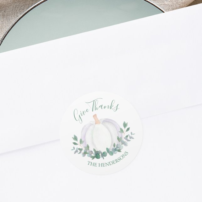 White Pumpkin  Classic Round Sticker (Creator Uploaded)