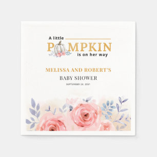 White Pumpkin Couples Baby Shower Floral Lilac Napkin