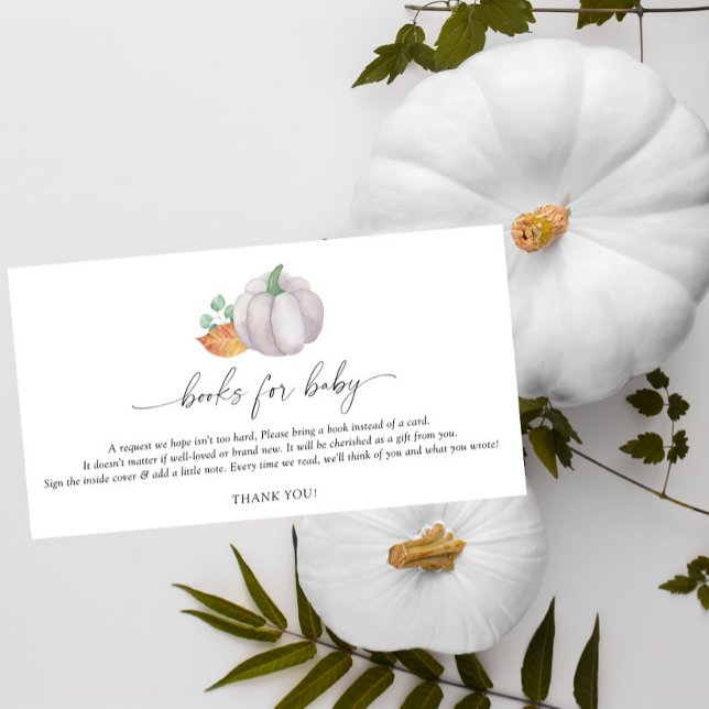 White pumpkin elegant books for baby enclosure card (Creator Uploaded)