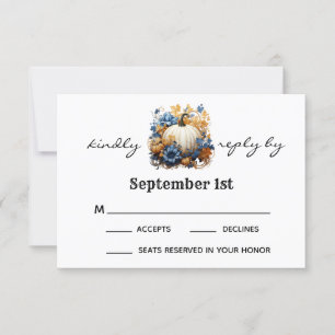 White Pumpkin Elegant Fall Garden Wedding RSVP Card