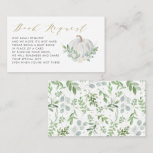 White Pumpkin Fall Baby Shower Book Request Enclosure Card