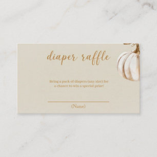  White Pumpkin Fall Baby Shower Diaper raffle  Enclosure Card