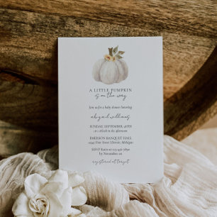 White Pumpkin Fall Baby Shower Invitation