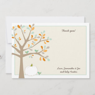 White pumpkin fall baby shower thank you notes