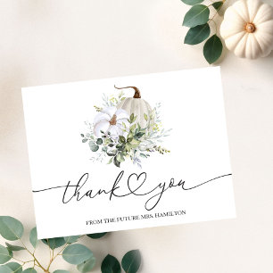 White Pumpkin Fall Bridal Shower Thank You Postcard