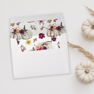 White Pumpkin Fall Floral Envelope