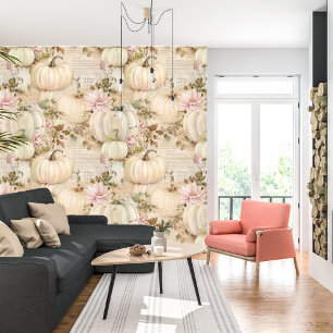 White Pumpkin Fall Harvest Seamless Design Wallpaper