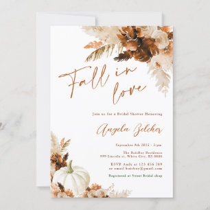 White Pumpkin Fall in Love Bridal Shower Invitation