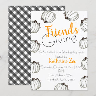 White pumpkin fall Thanksgiving friendsgiving Invitation