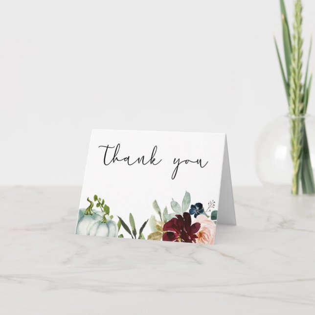 White Pumpkin Floral Thank You Card (Front)