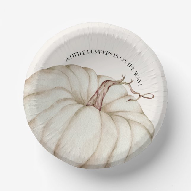 White Pumpkin Gender Neutral Baby Shower Paper Plate (Front)
