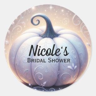 White Pumpkin Glow Sparkle Lights Bridal Shower  Classic Round Sticker