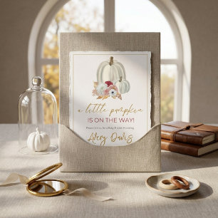 White Pumpkin Gold Floral Elegant Baby Shower Invitation