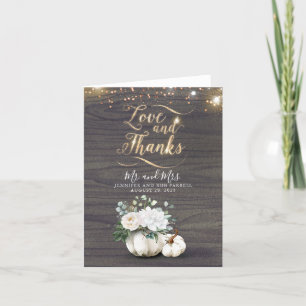 White Pumpkin Gold Typography Wedding Thank You Card