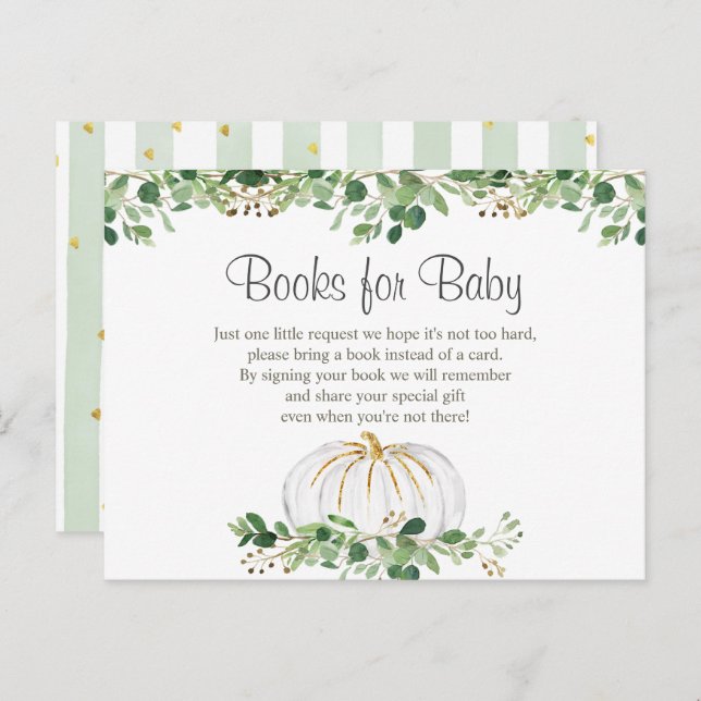 White Pumpkin Greenery Books for Baby Postcard (Front/Back)