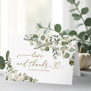 White Pumpkin Greenery Fall Wedding Thank You Card