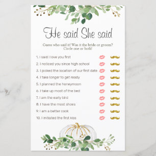 White Pumpkin Greenery Floral He said She said 