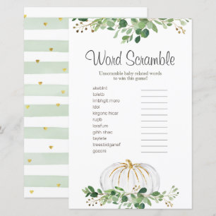 White Pumpkin Greenery Floral Word Scramble
