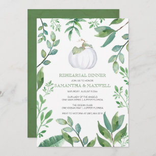 White Pumpkin Greenery Rehearsal Dinner Invitation