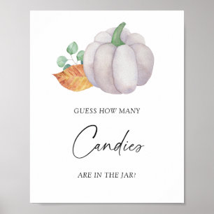 White pumpkin -guess how many candies Poster