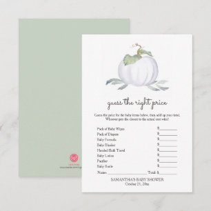 White Pumpkin Guess the Right Price Game Invitation