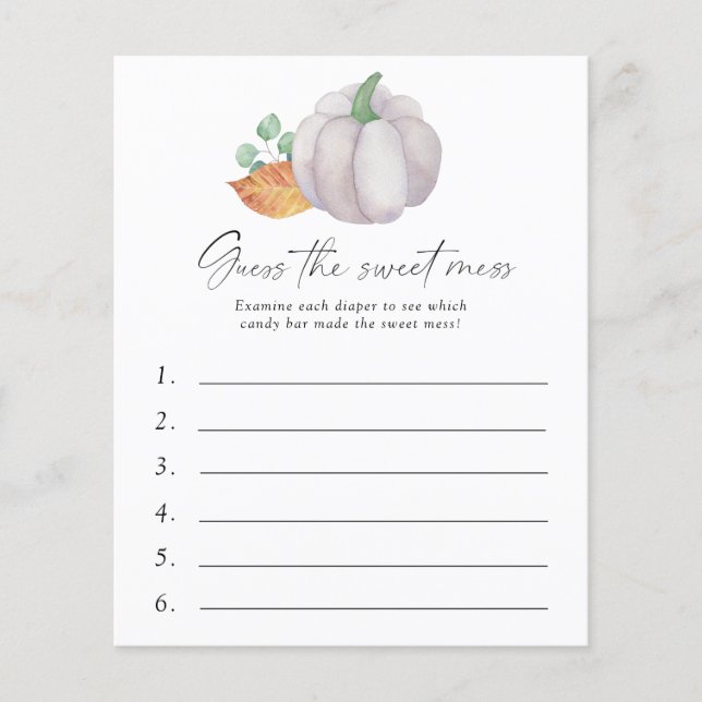 White pumpkin - Guess the Sweet Mess Game (Front)
