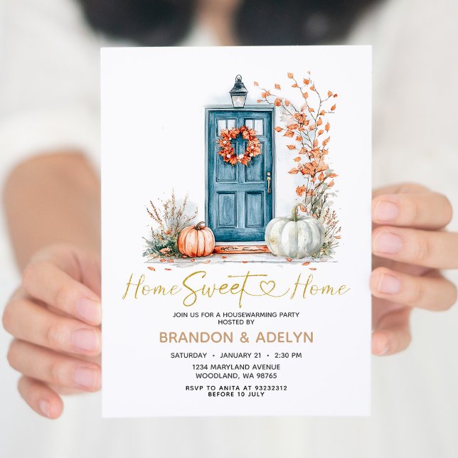 White Pumpkin Home Sweet Home Housewarming Party Invitation (Creator Uploaded)