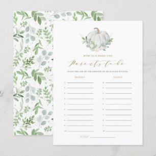 White Pumpkin How Old Were the Parents Game Card