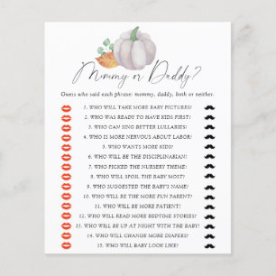White pumpkin - mummy or daddy baby shower game