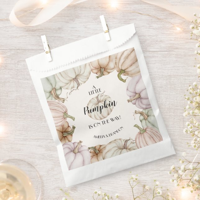 White Pumpkin Neutral Baby Shower Favour Bags (Clipped)