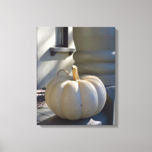 White Pumpkin on the Railing - Martha's Vineyard Canvas Print