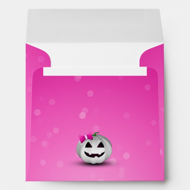 White Pumpkin Pink Girly Halloween Envelope (Back (Bottom))