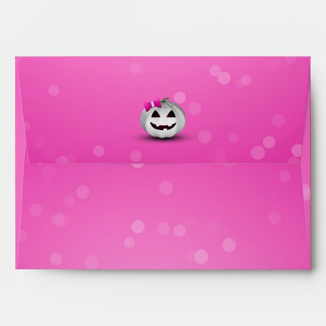 White Pumpkin Pink Girly Halloween Envelopes (Back (Top Flap))