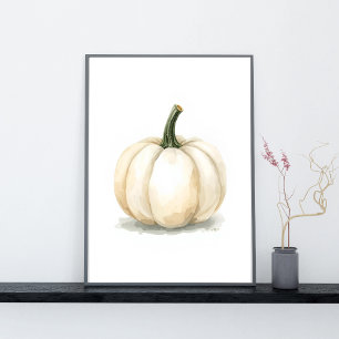 White Pumpkin Poster Elegant Fall Aesthetic