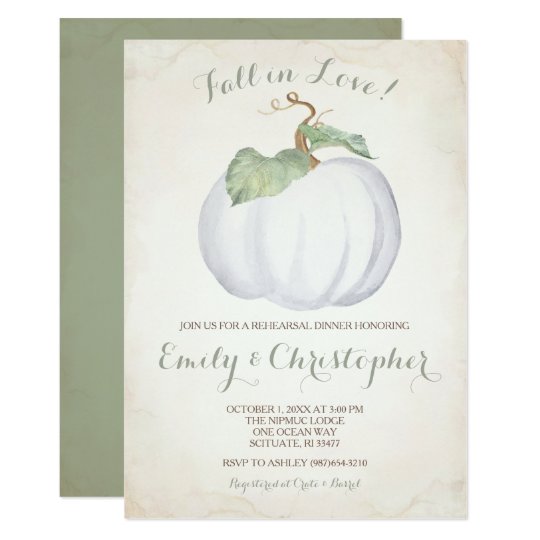White Pumpkin Rehearsal Dinner Invitation