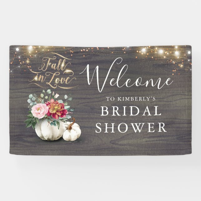White Pumpkin Rustic Fall Bridal Shower Welcome Banner (Horizontal)