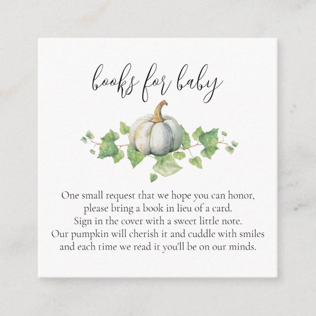White Pumpkin Rustic Farmhouse Theme Book Request Enclosure Card (Front)
