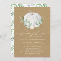 White Pumpkin Rustic Kraft Paper Fall Baby Shower