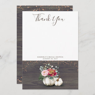White Pumpkin Rustic Wood Thank You