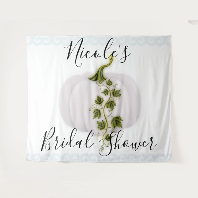 White Pumpkin Storybook Chic Fall Wedding Tapestry (Front (Horizontal))